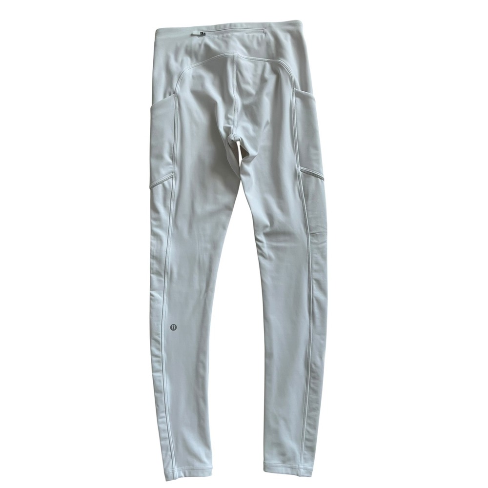 Lululemon White Speed Up Tight High Rise Pocket Leggings SZ 4 Athletic Sporty - Picture 2 of 10